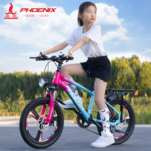 凤凰儿童自行车6-14岁女孩，中大女童碟刹变速男孩小学生脚踏山地车