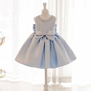 花童周岁礼服甜美可爱公主裙女小童蓬蓬纱，婚纱生日蓝色钢琴演出服