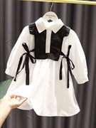 2-8岁女宝宝文艺衬衫连衣裙女童秋装3女婴儿童洋气假两件裙子