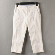 品牌折扣7分休闲裤女白色，显气质夏季薄款休闲裤女