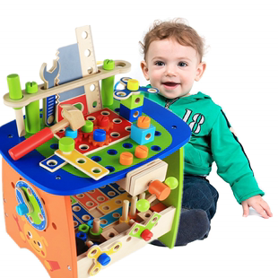木制儿童修理玩具台宝宝，工具箱玩具桌过家家仿真维修智力玩具