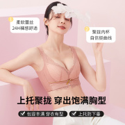 锁春全罩杯内衣女聚拢小胸收副乳防外扩调整型性感粉红色蕾丝