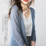 韩版薄款防晒衣女士夏季冰，棉麻针织开衫中长款空调衫外套
