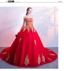 婚纱礼服红色新娘结婚拖尾抹胸公主简约齐地梦幻中式蕾丝婚纱