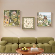 法式复古客厅装饰画高级感沙发背景墙，挂画中古风小众艺术壁画
