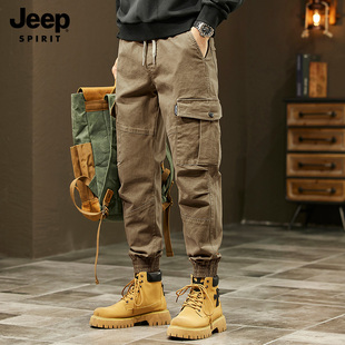 jeep吉普美式工装裤男士夏季2024重磅束脚潮牌休闲男装长裤子