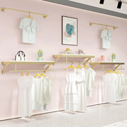 金色女装店铺架展示架创意上墙U型挂式童装专用壁挂衣架服装货架