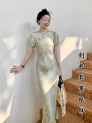 服装裁剪N249新中式民国风改良旗袍长裙春装女连衣裙做衣服纸样版