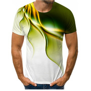 夏季闪电图案3DT恤男式网眼布透气短袖上衣