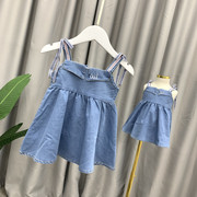 夏季女童吊带裙4岁洋气，2婴幼儿纯棉连衣裙，女宝宝牛仔裙子