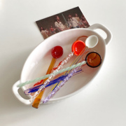 水晶少女系列原创自制平替款糖果玻璃勺子，咖啡甜品勺牛奶搅拌勺