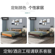 轻奢双人床1.5米宿舍小户型，复古单人床简易钢，木床欧式1.8主卧铁床