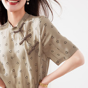 中国风改良旗袍上衣t恤女夏中式(夏中式)复古气质盘扣笑脸短袖设计感衬衫