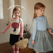 宝宝幼儿园韩系显白可爱(白可爱)木，耳边打底衫允儿妈女童春季长袖t恤