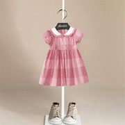 伯米吉夏装女童公主裙，童装女宝粉色裙子，甜美洋气娃娃领短袖连衣裙