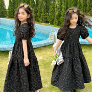 夏季童装女童立体花朵，公主裙中大童连衣裙六一表演裙旅行长裙