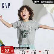 gap男幼童2024夏季纯棉，logo印花圆领短袖，t恤儿童装上衣890978
