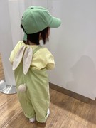 女童背带裤2023春季兔子耳朵卫衣套装女两件套可爱小孩衣