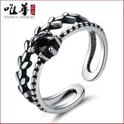 日韩个性男女银尾戒开口做旧时尚复古银戒指 女 泰银指环