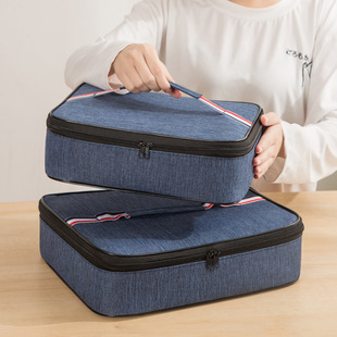 日本mujie牛津布保温袋便当包饭盒(包饭盒)袋手提学生带饭包铝箔方形饭袋