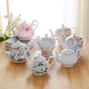 金边欧式花茶骨瓷英式下午茶茶具，套装家用沏茶单壶单个陶瓷红茶壶