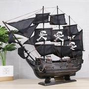 仿真复古实木帆船摆件黑珍珠，号加勒比海盗船，模型工艺船家居装饰品