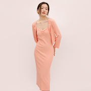tansshop断码粉橘色系列吊带，连衣裙+修身小开衫+小背心