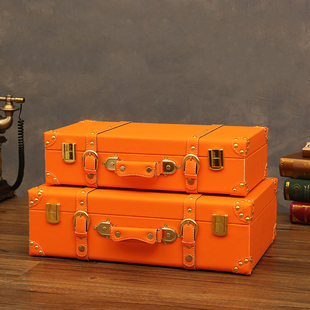 复古手提箱行李箱子衣服收纳箱旅行箱家用整理储物箱轻奢道具皮箱