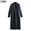 bbwm欧美女装，时尚中长款仿皮大衣外套，1255749800