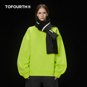 tofourth卫衣商场同款荧光，绿色宽松圆领，卫衣男女同款