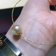 海水金珠珍珠吊坠12mm深金珍珠，正圆925银，项圈送证书礼物高性价比