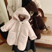 儿童外套秋冬2024中小男女童加绒加厚韩版羊羔毛长款保暖大衣