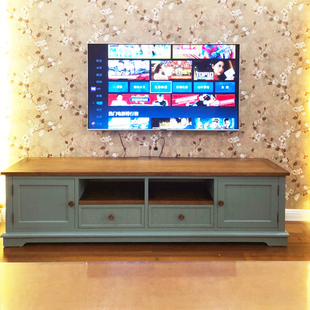 秋林木语802款美式实木电视柜，地中海风格客厅家具，茶几电视柜组合