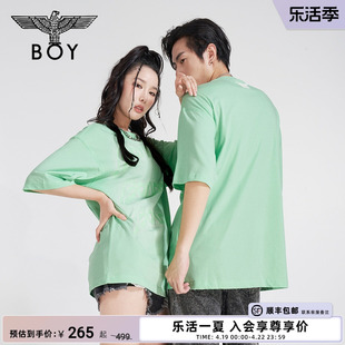 boylondon潮牌短袖情侣款，夏季圆领果绿渐变字母运动休闲t恤n01022