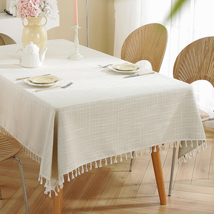 桌布轻奢高级感布艺棉麻，日式长方形茶几台布现代简约ins风餐桌布