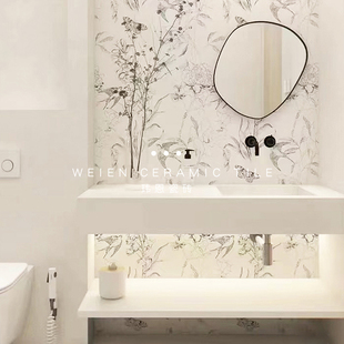 法式复古素色燕子艺术花砖300x600卫生间浴室阳台墙地瓷砖背景墙