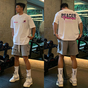 欧美休闲设计感字母印花270g重磅纯棉短袖t恤男街头潮牌宽松上衣