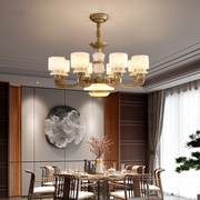轻奢天然玉石灯全铜中国风现代新中式别墅，复式楼客厅大吊灯