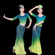 儿童傣族舞服装演出服女童少数民族舞蹈孔雀舞表演少儿鱼尾裙