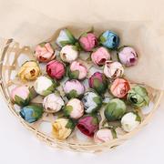 仿真森系欧式小茶包玫瑰，花苞家居装饰假花diy新娘，手腕花花环材料