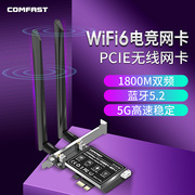 COMFAST 电竞游戏无线网卡台式机wifi6无线网卡1800M千兆双频5G蓝牙5.2电脑内置独立wifi接收器