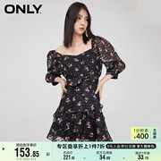 only奥莱夏季灯笼袖，碎花连衣裙女