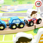 木丸子城市轨道交通套装 木制积木儿童益智拼装玩具车1-3周岁以上
