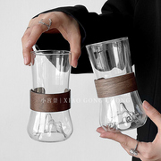 国潮防烫竹木观山杯，透明家用耐高温玻璃杯创意，喝水杯子咖啡杯茶杯