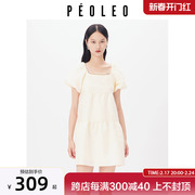 飘蕾2023夏季白色华丽法式泡泡袖淑女甜美减龄连衣裙女peoleo