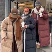 韩版长款羽绒棉服女2024年超长过膝加厚保暖情侣装男女冬外套