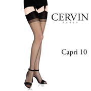 法国CERVIN 玻璃丝袜 Capri 10D无弹力纯尼龙水晶丝光吊带长筒袜