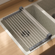 折叠沥水架水槽304不锈钢，沥碗架厨房置物架，洗碗池硅胶控水滤水板