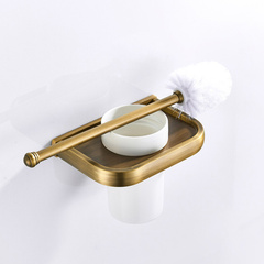卫浴浴室挂件黄铜厕所刷仿古马桶刷套装清洁毛刷架马桶杯架F8506