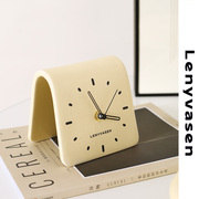 lenyvasen创意台面陶瓷时钟简约座钟，家用摆件客厅床头静音台钟